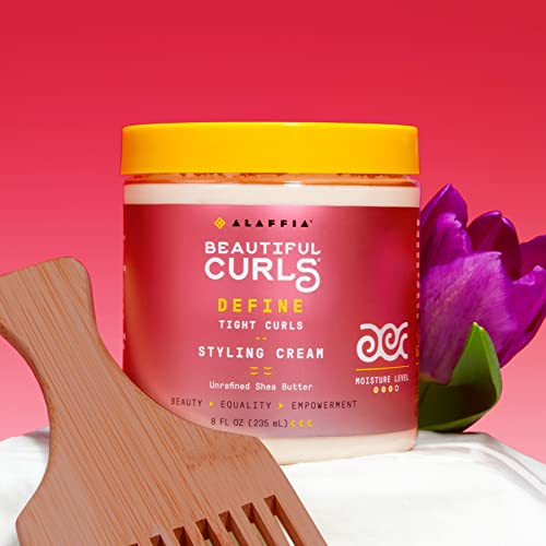 Alaffia Beautiful Curls Cream - Hydrating Shea Butter for Defined, Soft Curls - 8 Oz