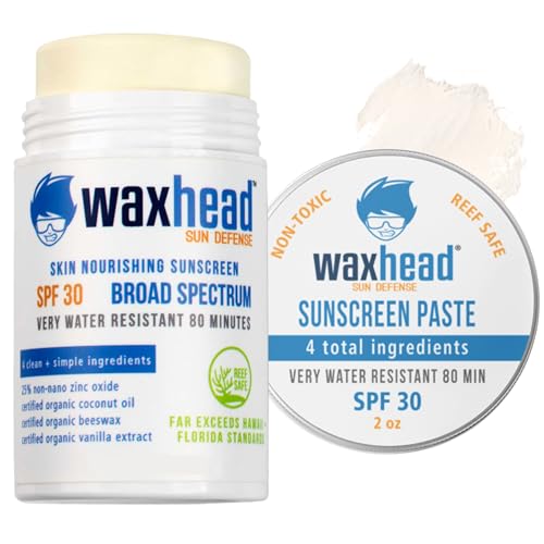 Waxhead Zinc Oxide Sunscreen Stick & Paste - UVA/UVB Protection, Reef Safe, Baby-Friendly - 3oz