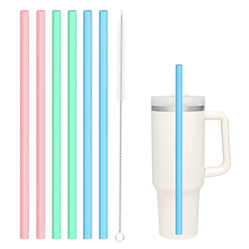 Silicone Straw Replacement for Stanley Tumblers - BPA-Free, Reusable, 6 Pack with Brush