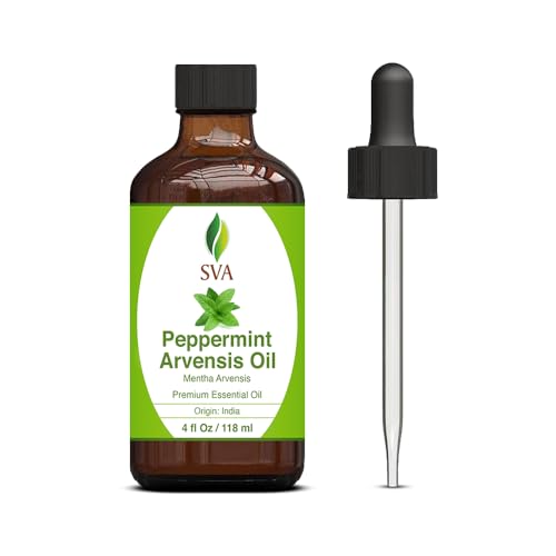 SVA Peppermint Essential Oil - Natural Skin Nourishment, Hair Care & Aromatherapy - 4 Fl Oz