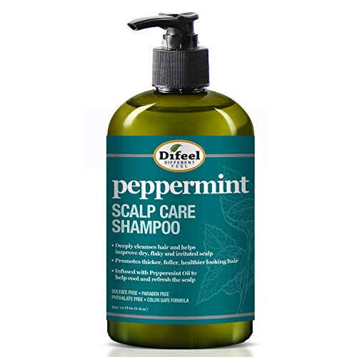 Difeel Peppermint Shampoo - Promotes Hair Growth, Deep Cleans & Cools Scalp - 12 oz