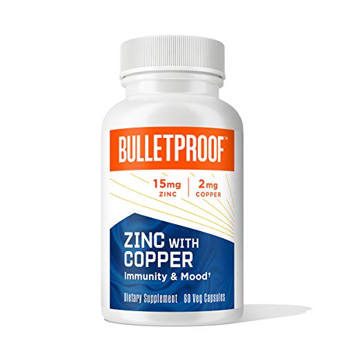 Bulletproof Zinc with Copper Capsules - Boost Immunity & Mood, Non-GMO, 60 Count