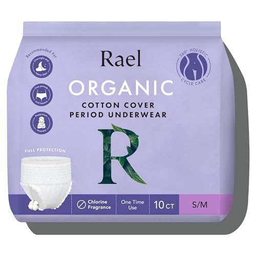 Rael Disposable Underwear - Organic Cotton, Maximum Absorbency, Leak-Proof for Women - 10 Count