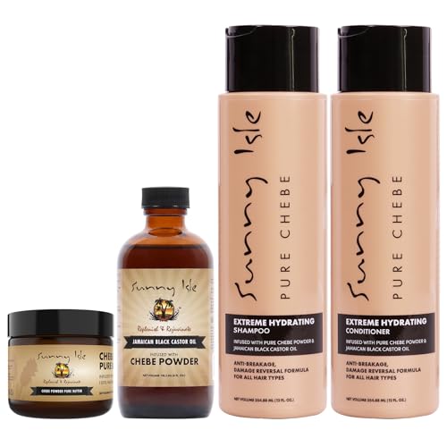 Sunny Isle Hair Care Bundle - Strengthens & Hydrates with Jamaican Black Castor Oil & Chebe - 30oz