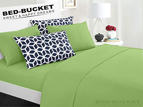 Bed-Bucket Natural Cotton Bed Sheet Set - Ultra Soft, Hypoallergenic, Fade Resistant - 4pc Queen