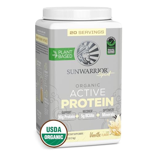 Sunwarrior Protein Powder - Build Lean Muscle, Probiotics & Enzymes, Vanilla Flavor - 20 Servings