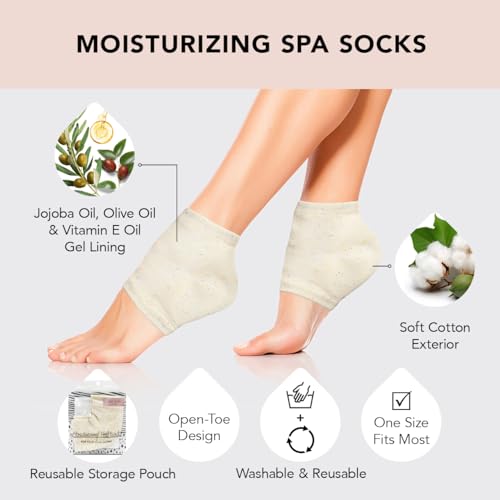 Kitsch Moisturizing Gloves - Nourish Dry Cracked Skin, Soft Cotton, Reusable Pair for Home & Travel