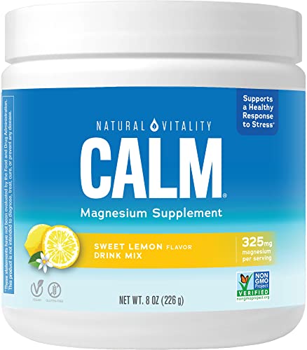 Natural Vitality Calm Magnesium Supplement - Supports Mood & Stress Relief, Sweet Lemon - 8 oz