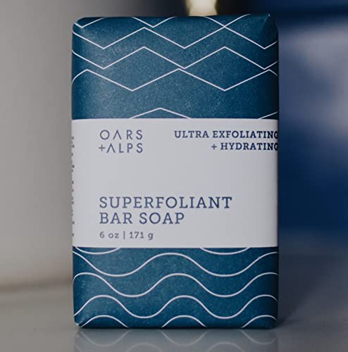 Oars + Alps Exfoliating Men's Bar Soap - Jojoba Beads, Hydrating Shea & Coconut Oils - 6 Oz