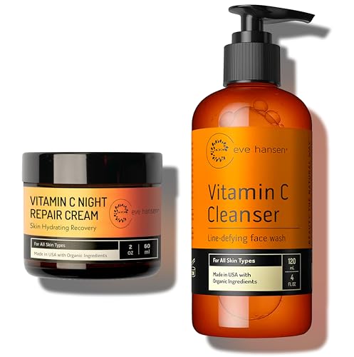 Eve Hansen Skin Care Set - Hydrating Vitamin C Cleanser & Night Cream for Radiant Skin - 6oz