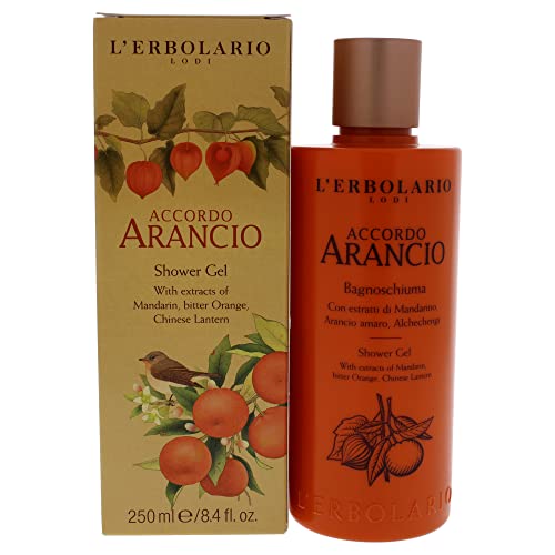 L'Erbolario Accordo Arancio Shower Gel - Moisturizing Citrus Aroma, Organic Ingredients - 8.4oz