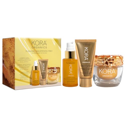 KORA Organics Skin Care Set - Brightens & Hydrates, Certified Organic - 3-Piece Gift Set
