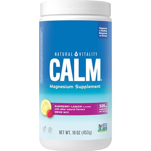 Natural Vitality Calm Magnesium Supplement - Supports Stress Relief, Raspberry Lemon Flavor - 16oz