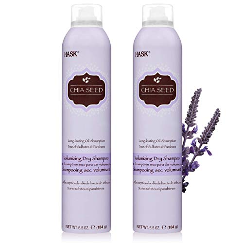 HASK Chia Seed Volumizing Dry Shampoo - Oil Absorbing, Gluten-Free, Floral Tea Scent - 6.5oz (Qty 2)