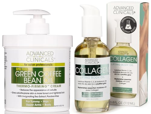 Advanced Clinicals Body Oil Set - Firming & Hydrating Collagen Treatment for Smooth Skin