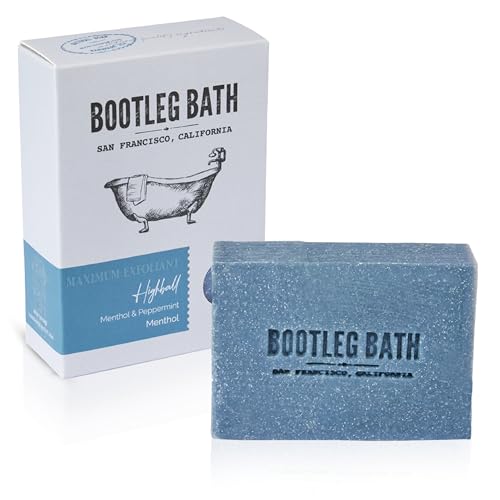 BOOTLEG BATH Natural Exfoliating Bar Soap - Nourishing & Refreshing, Menthol & Pumice - 4.4oz