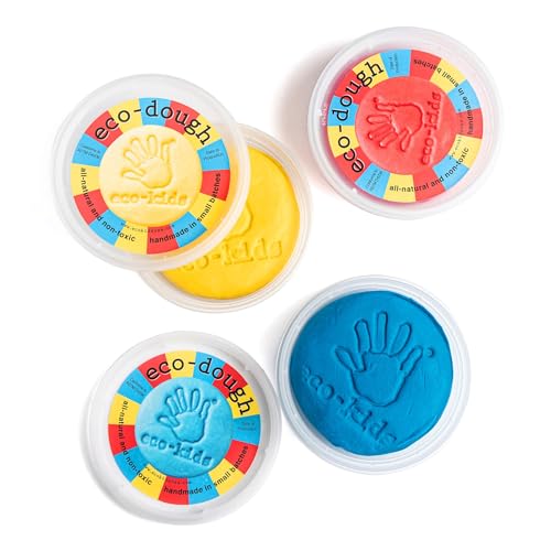 Eco-Kids Reusable Modeling Dough Set - Safe, Non-Toxic, Vibrant Colors for Creative Play - 3 Pack