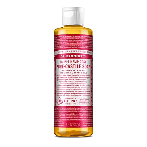 Dr. Bronner's Pure-Castile Liquid Soap - Organic Oils, Vegan, 18-in-1 Uses - 8oz Rose