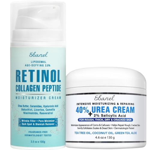 Ebanel Foot Cream Bundle - 40% Urea & 2.5% Retinol for Dry Skin, Cruelty-Free - 4.6oz & 2.5oz