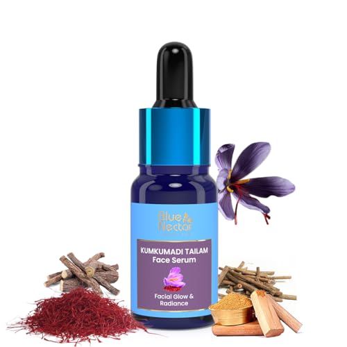 Blue Nectar Saffron & Manjish Face Oil - Hydrating Serum for Youthful, Brighter Skin - 0.3 Fl Oz