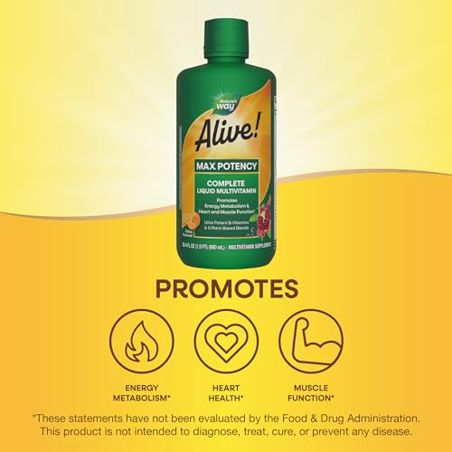 Nature's Way Alive! Max Potency Liquid Multivitamin - Supports Energy & Heart Health - 30.4 Fl Oz