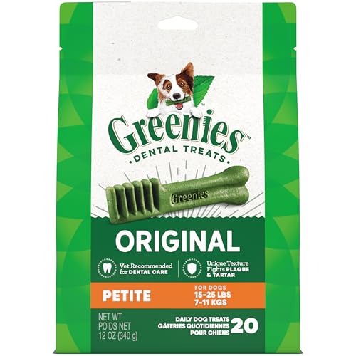 Greenies Original Dog Treats - Natural Dental Care, Vet-Recommended, 12oz (20 Treats)