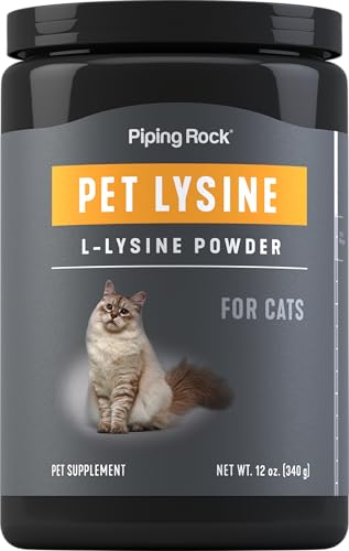 Piping Rock L-Lysine Powder for Cats - Supports Immune Health, Non-GMO, Vegetarian - 12oz