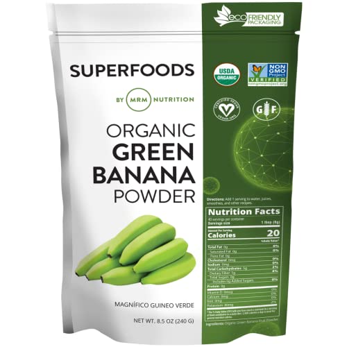 MRM Nutrition Organic Green Banana Powder - High-Fiber Prebiotic Flour Alternative - 40 Servings