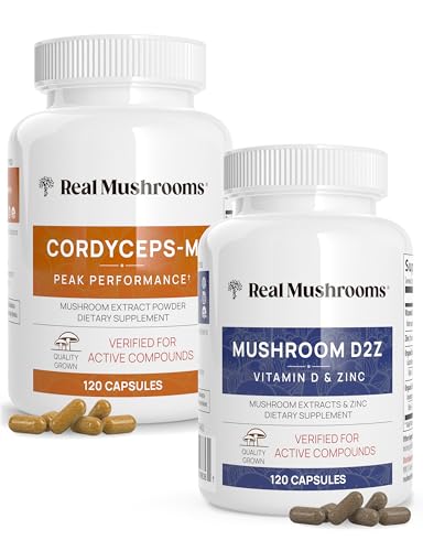 Real Mushrooms Mushroom Supplement Bundle - Immune Support & Energy - Vegan, Organic - 240ct