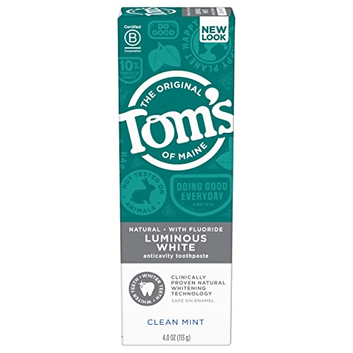 Tom's of Maine Whitening Toothpaste - Fluoride for Cavity Protection, Clean Mint Flavor - 4.7oz