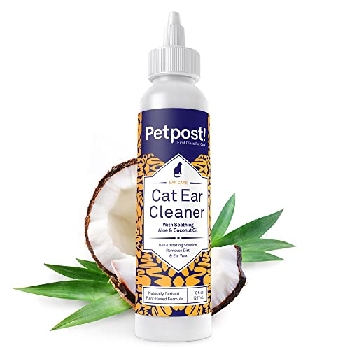 Petpost Dog Ear Cleaner - Natural Coconut Oil Treatment, Alcohol-Free - 8 oz