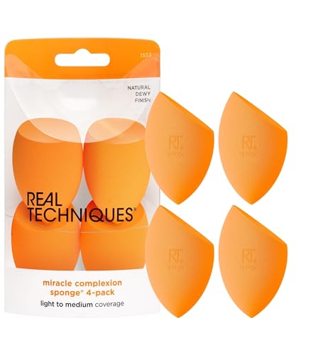 Real Techniques Miracle Complexion Sponge Set - Buildable Coverage, Latex-Free, 4 Pack