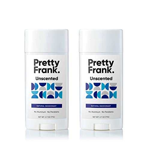 Pretty Frank Natural Deodorant Stick - All-Day Odor Control, Organic Ingredients - Unscented 2-Pack