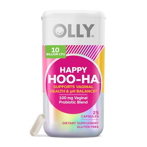 OLLy Happy Hoo-Ha Probiotic - Supports Vaginal Health, pH Balance, 10 Billion CFU - 25 Capsules