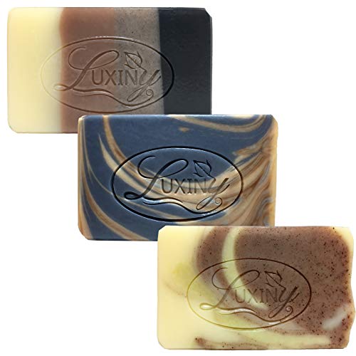 Luxiny Men's Soap Set - Natural, Moisturizing Bars with Essential Oils - 3 Pack (Cedarwood, Citrus)