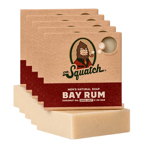 Dr. Squatch Natural Bar Soap Set - Nourishing Coconut & Shea, No Harsh Chemicals - 5 Pack, Bay Rum