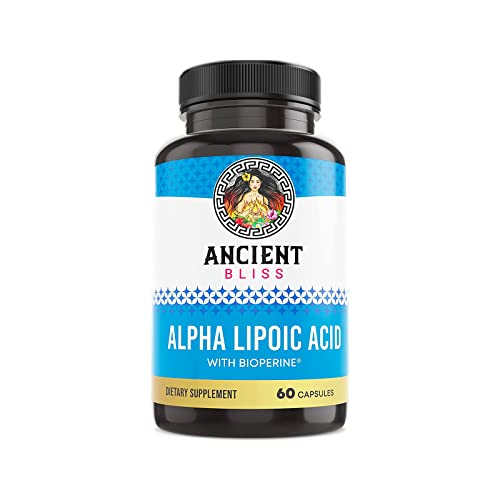 Ancient Bliss Alpha Lipoic Acid Supplement - Energy & Antioxidant Support, Vegan - 600mg, 60 Caps