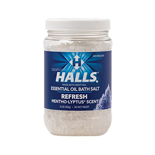 Halls Bath Salts - Revitalizing Eucalyptus & Menthol Aroma, No Artificial Additives - 16oz