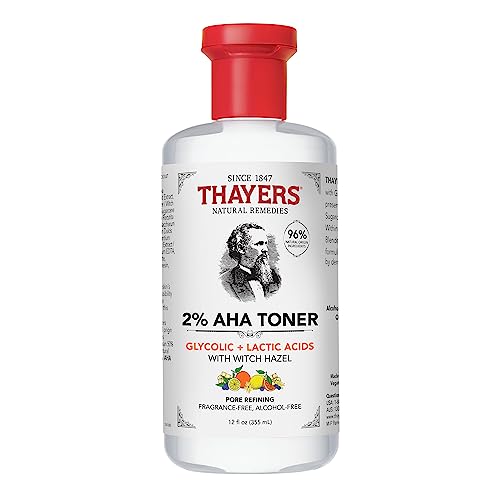 Thayers AHA Exfoliating Face Toner - Smoothing, Pore Refining with Glycolic Acid - 12 Fl Oz