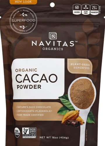 Navitas Organics Cacao Powder - Antioxidant-Rich Superfood, USDA Organic, 16oz (30 Servings)