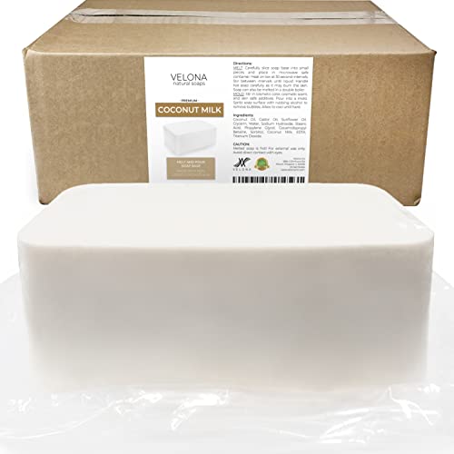 Velona Coconut Milk Glycerin Soap Set - Deep Cleansing, Hydrating, Non-GMO, 25 LB