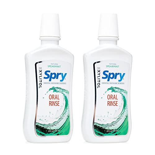 Spry Xylitol Mouthwash - Fresh Breath, Enamel Support, Natural Spearmint - 16 fl oz (Pack of 2)