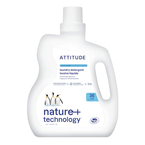 ATTITUDE Laundry Detergent - EWG Verified, Vegan, Plant-Based, Wildflowers - 60.8 Fl Oz