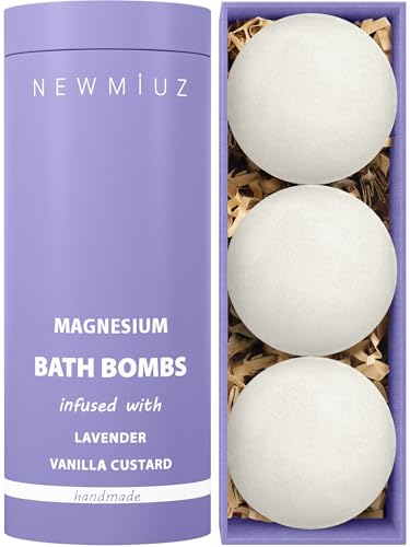 Magnesium Lavender Vanilla Bath Bomb Gift Set - Moisturizing for Sensitive Skin - 3pcs