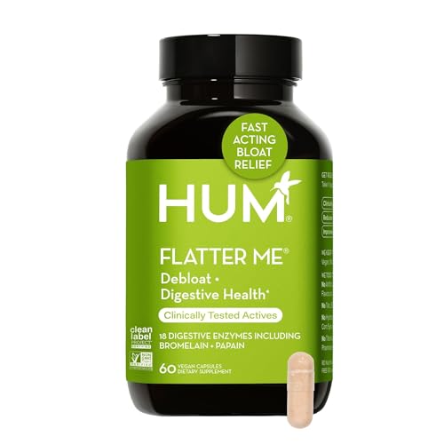 HUM Flatter Me Digestive Enzymes - Vegan Bloating Relief, Digestive Support - 60 Capsules