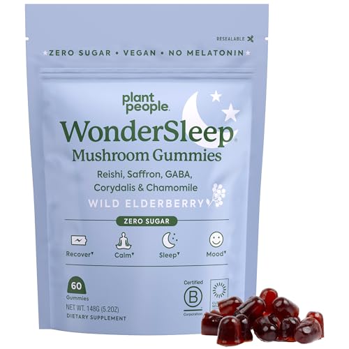 Plant People WonderSleep Mushroom Gummies - Relaxing Herbal Blend, Vegan, 60 Count