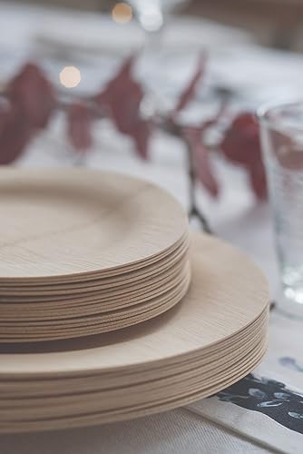 Bambu Disposable Bamboo Plates - 100% Biodegradable, Elegant Design, Pack of 25 - 11"