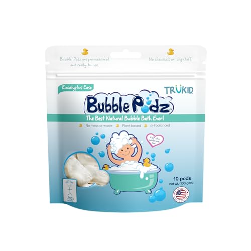 TruKid Bubble Podz - Gentle Bath for Sensitive Skin, Eucalyptus Scent, 10 Easy-to-Use Pods