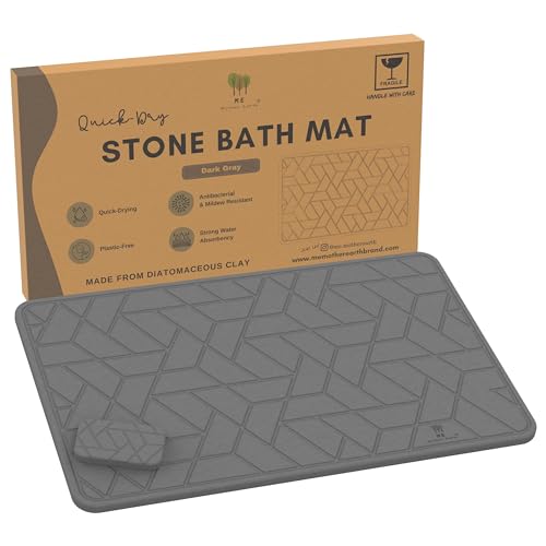 ME MOTHER EARTH Diatomaceous Bath Mat - Quick Dry, Non-Slip, Biodegradable - Dark Grey