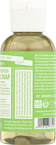 Dr. Bronner's Liquid Castile Body Soap - Refreshing Green Tea, Gentle & Pure - 2oz